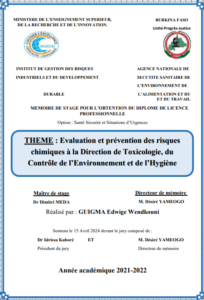 Evaluation et prévention des risques chimiques à la Direction de Toxicologie, du Contrôle de l’Environnement et de l’Hygiène